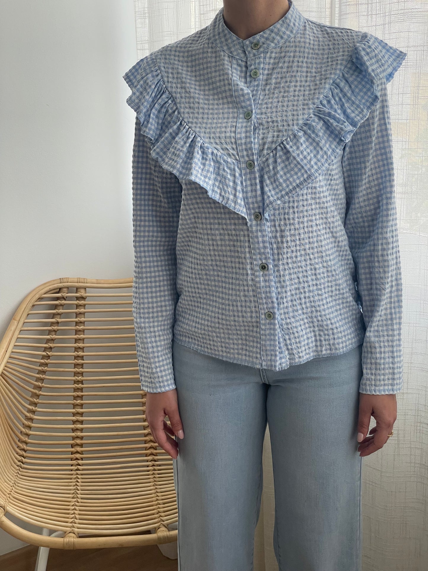 Camisa Vichy celeste