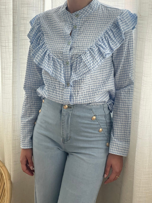 Camisa Vichy celeste